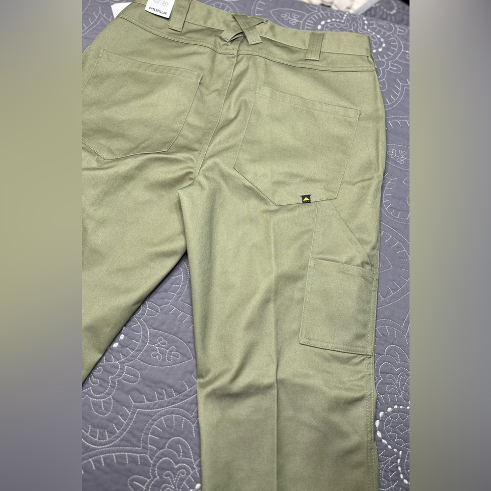 Caterpillar Men’s Green Twill Utility Pants NWT Size 32/32 - Picture 9 of 12